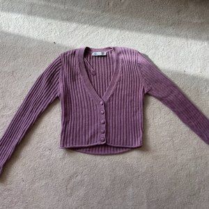 Cropped Ribbed Cardigan